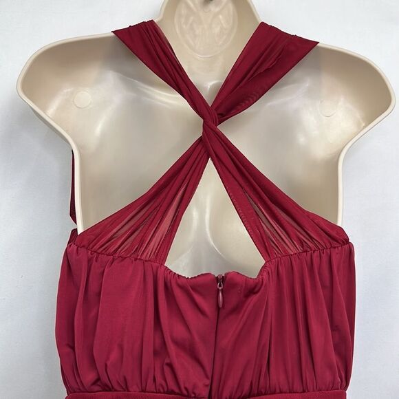 ASOS Design Nordstrom halter mesh ruched midi dress in red size 6 NWT - Picture 11 of 16